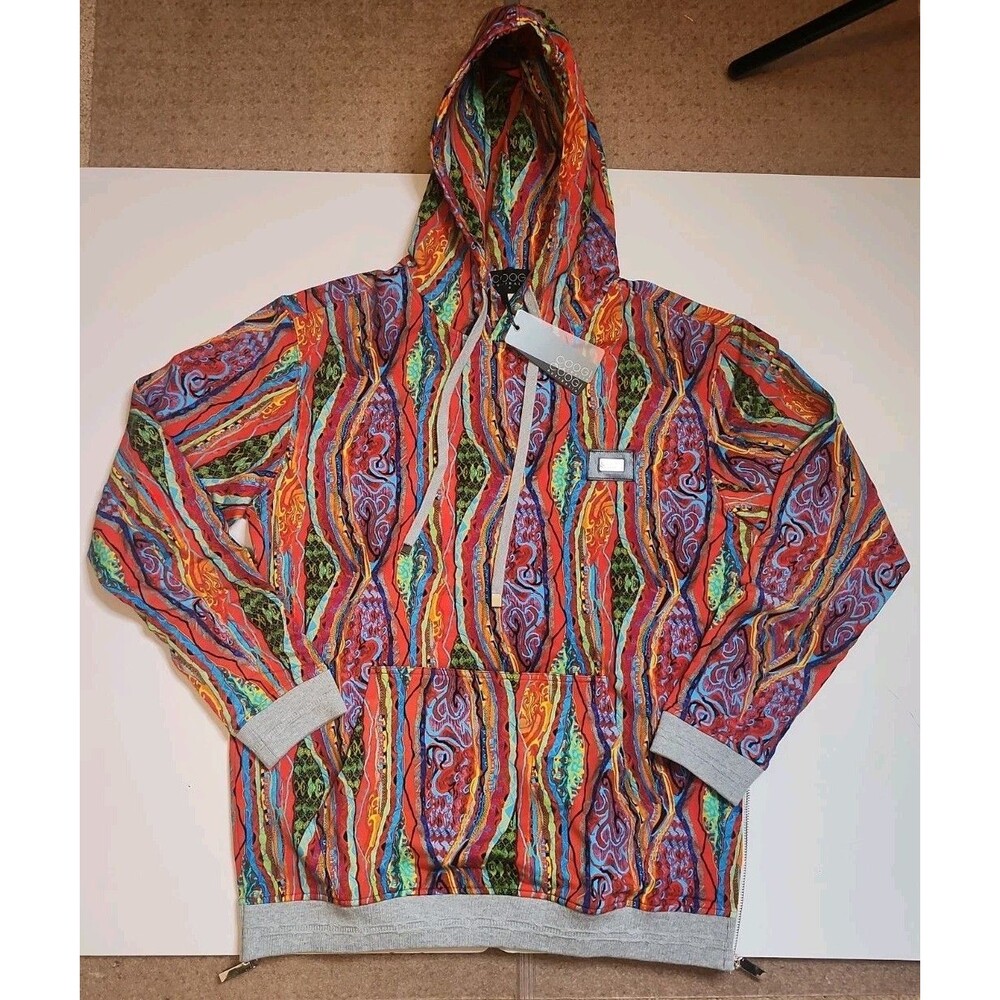 Coogi Australia Sunset Pullover Hoodie Sweatshirt Sz S Multi-Color Red Blue NWT